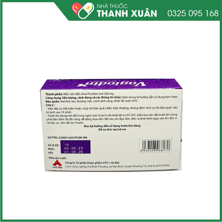 Viên đặt phụ khoa Vagiodin giảm nấm ngứa, huyết trắng, viêm cổ tử cung